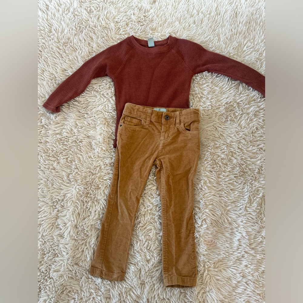 Class Club Tan Corduroy Pants and top